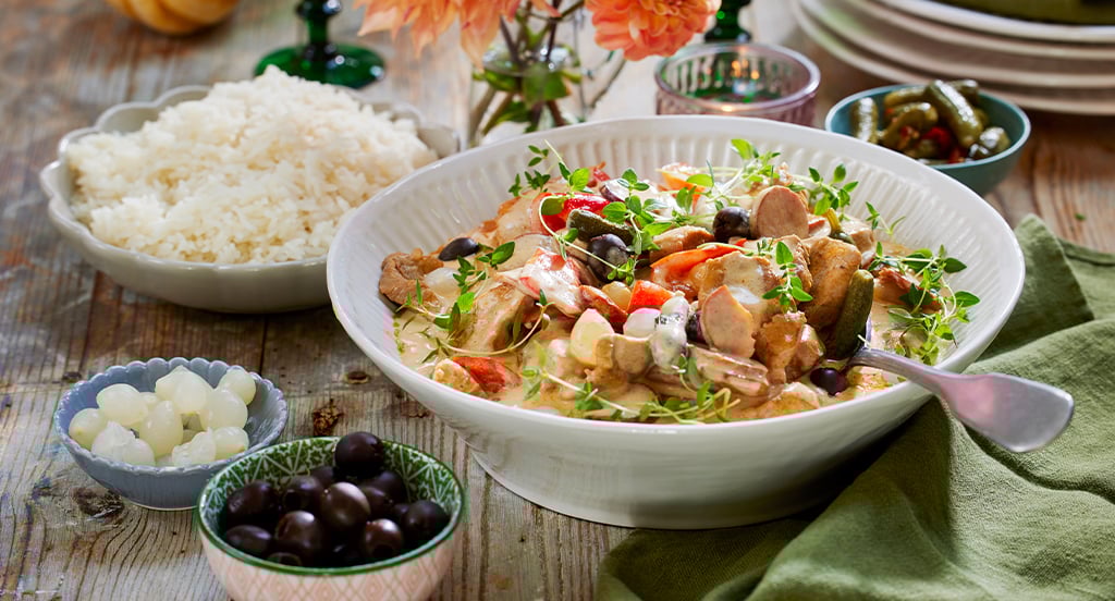 Kreolsk gryta med fläskfilé och korv