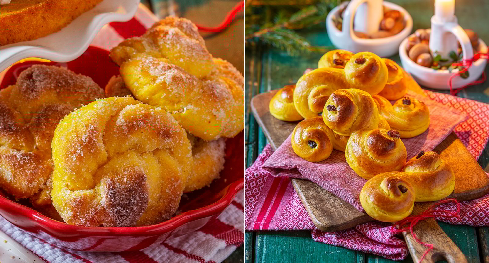 Två saffransbullar på samma deg – sockriga snäckor och klassiska lussekatter