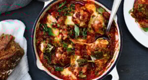 Gratinerade italienska köttbullar