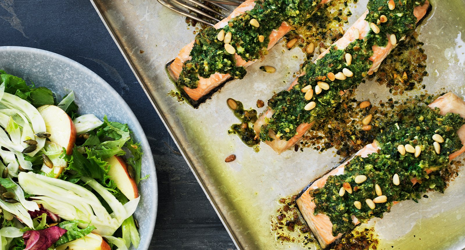 Persiljebakad lax med fänkål