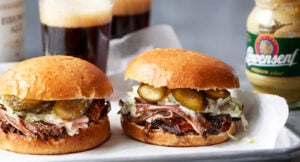 Burgare med långbakat kött